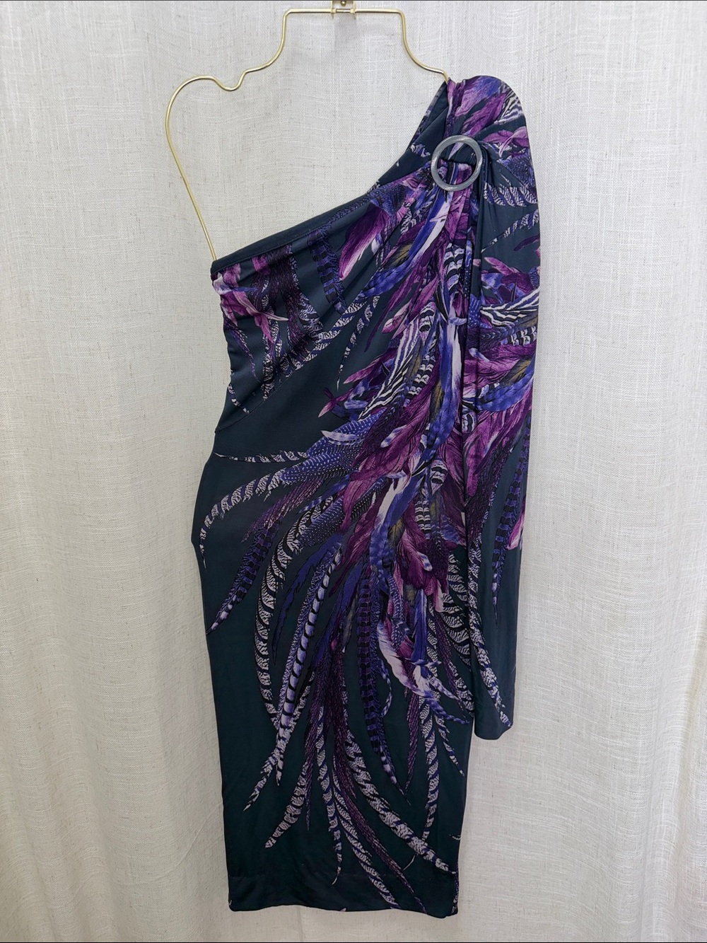 Just Cavalli Asymmetric One-Shoulder Purple Print Women’s Dress Size 4
